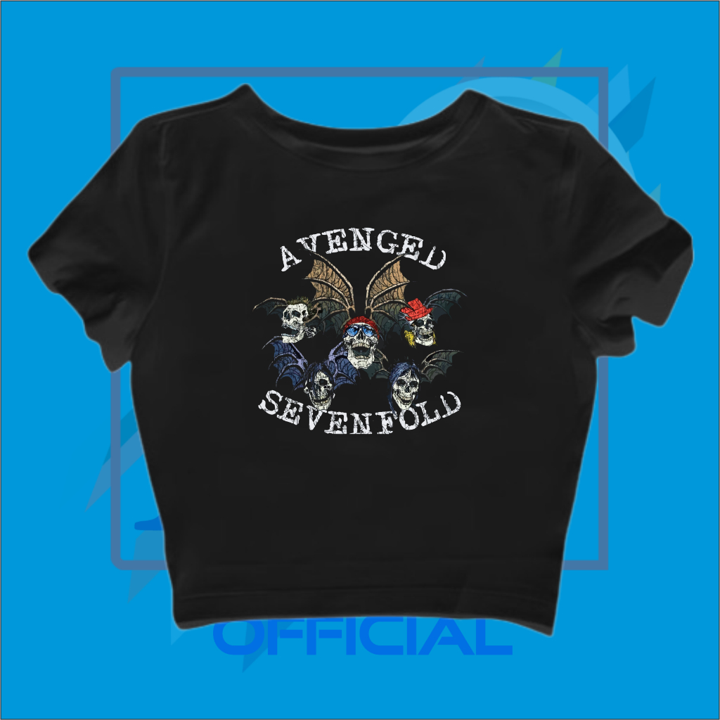 เสื้อครอป AVENGED SEVENFOLD | CROP TEE A7X BAND AVENGED MUSIC | วงดนตรีโลหะ ROCK MUSIC | เกรปฟรุต | 