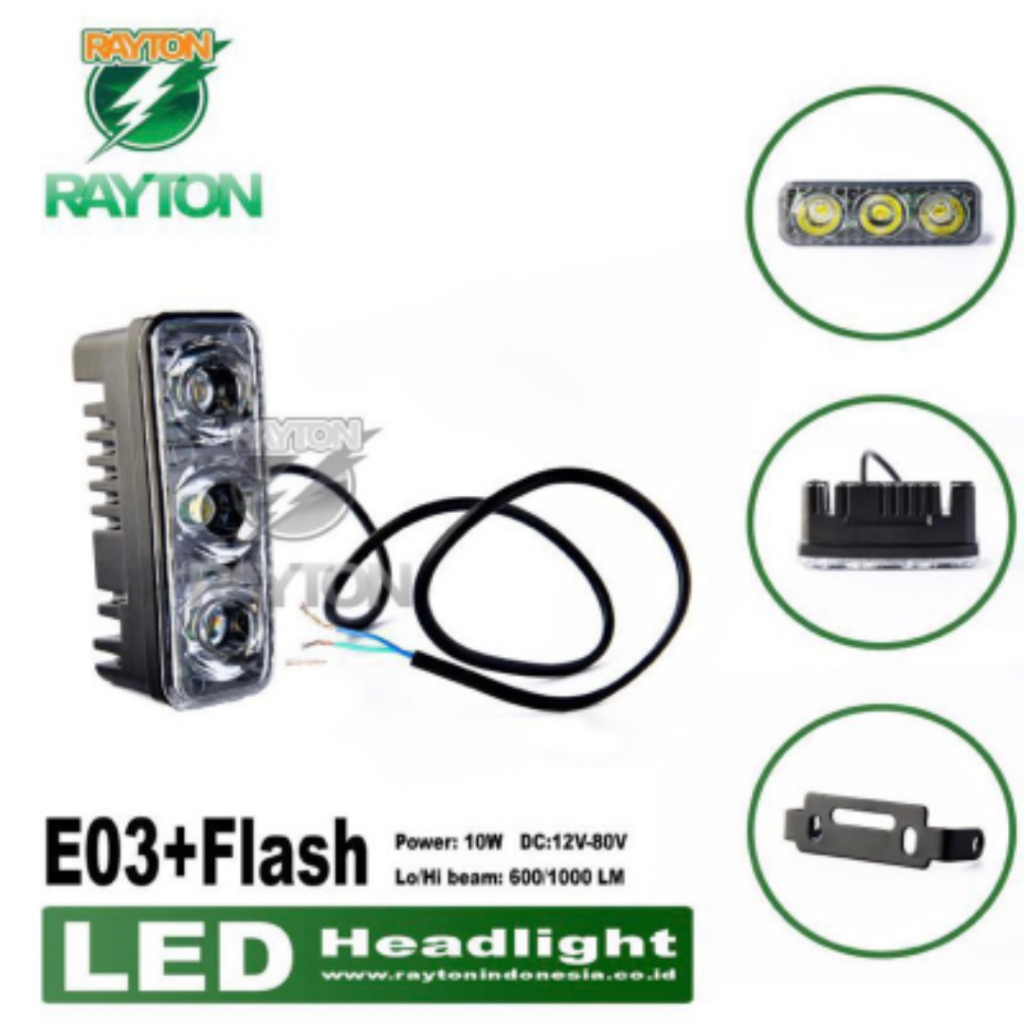 MATA RTD RAYTON E03 LED SPOTLIGHT 3 EYES FLASH ORIGINAL CREE LED BAR SPOTLIGHT 3 POINTS สีขาว E03