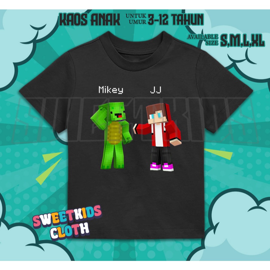 Minecraft JJ Mikey เสื้อยืดเด็ก / Mikey JJ Minecraft เสื้อยืดเด็ก