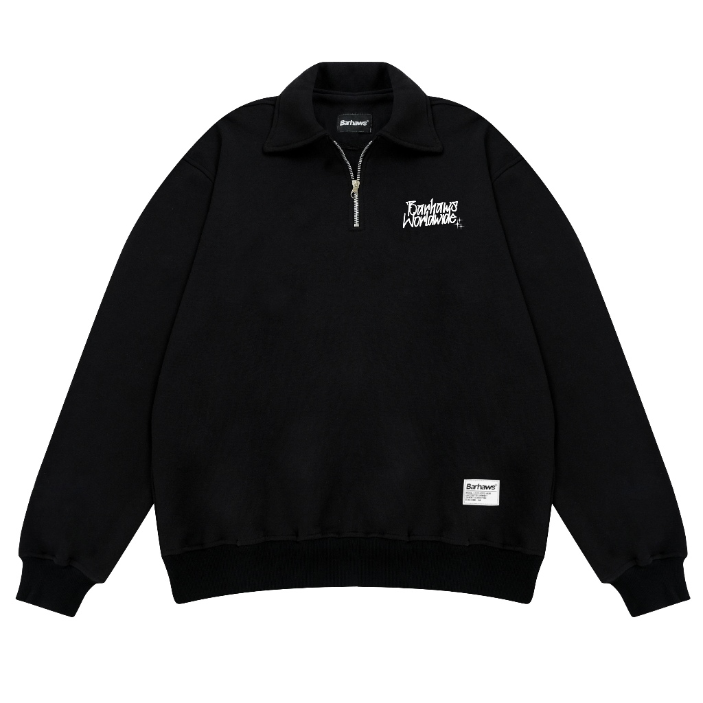 BARHAWS - Distro Black Half Zipper Rugby Sweater