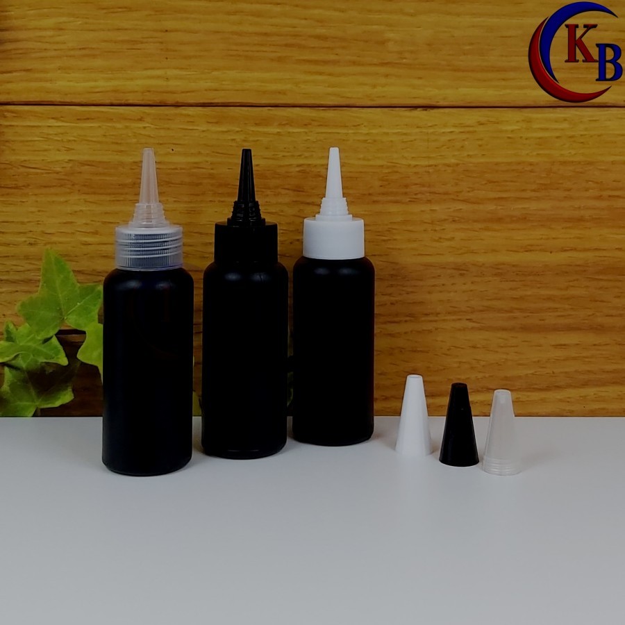 ขวด CONE 60ML พร้อมหมึก 24 คอ / ขวดพลาสติก HDPE สีดํา 60ML