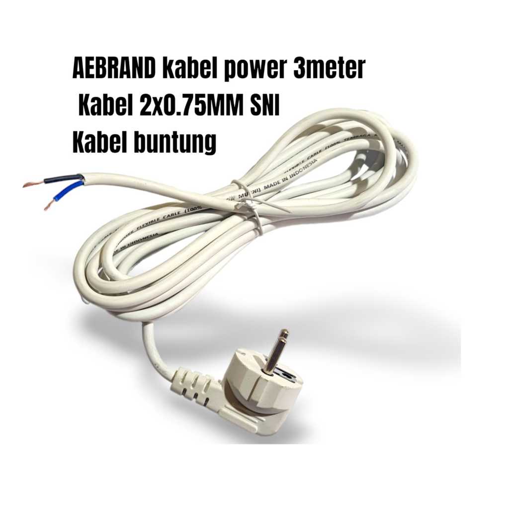 AEBRAND สายไฟ AC พร้อม 2 SNI 3 เมตร/สายเกลียว 2X0.75MM 2X0.75MM