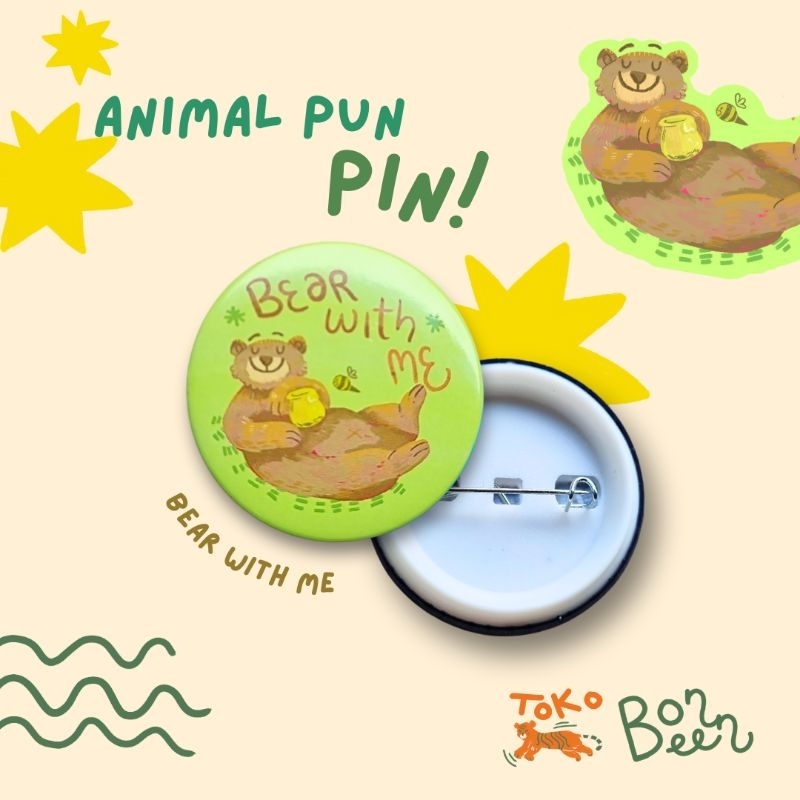 Bonbeen Shop - Bear With Me Animal Pun Pin