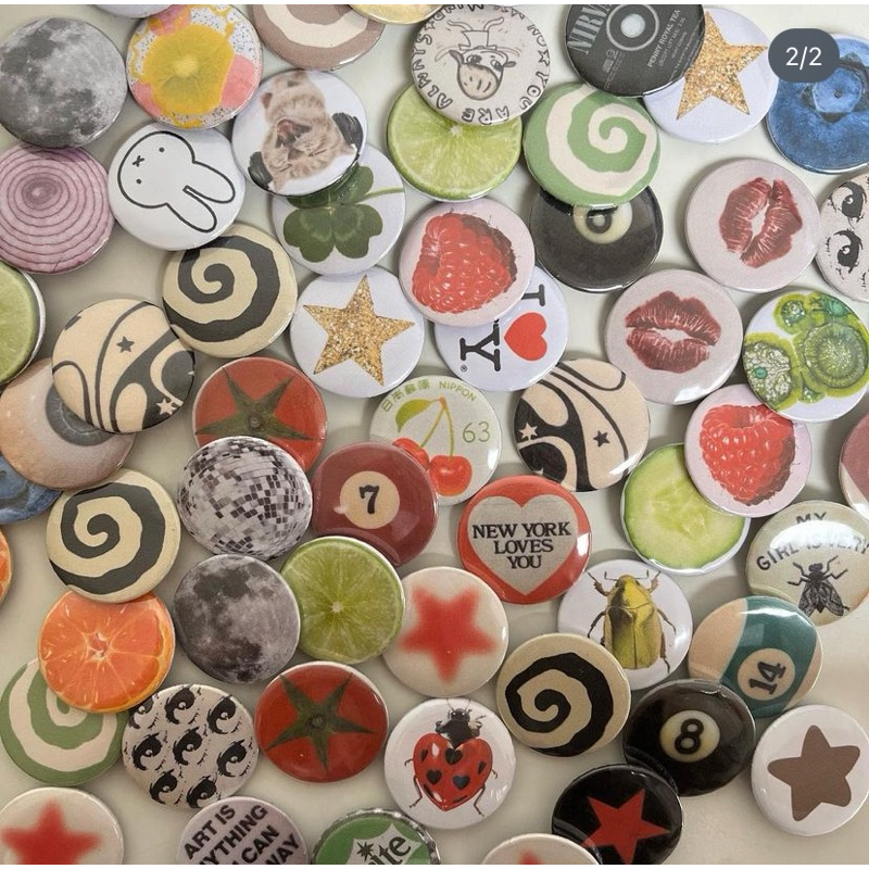 ปุ่มพิน Y2k vol 2 | Y2k ความงามย้อนยุควินเทจ 2000s 8 หมุดบอลความงาม