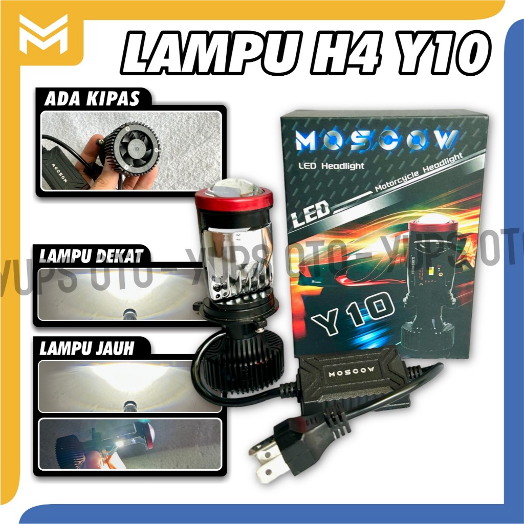 Y10 Y7 ต้นฉบับ MOSCOW SUPER BRIGHT สีขาวสีขาว LED รถรถจักรยานยนต์ H4 MINI PROJECTOR PROJECTOR H4 LED