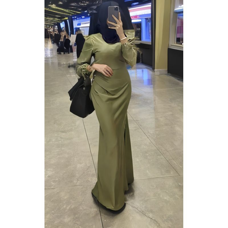 Elora Dress Satin Silk Premium | ชุดเดรสแฟชั่นสตรีสําหรับเชิญปาร์ตี้ | EID Gamis