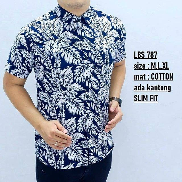 Kemeja Lbs 787 HEM เสื้อเชิ้ตแขนสั้นผู้ชาย SLIM FIT SHORT SLEEVES LUIGI BATANI