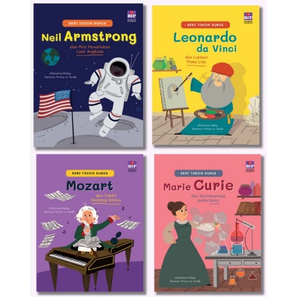 BIP World Figures Series Neil Armstrong Leonardo Marie Curie Mozart