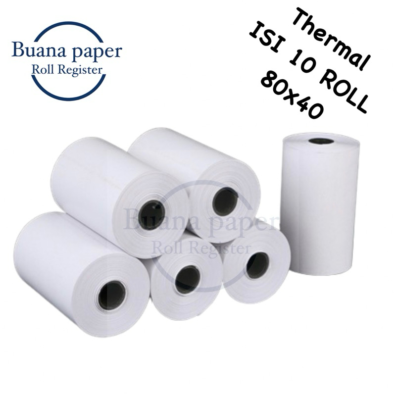 กระดาษความร้อน 80x40 มม. เนื้อหา 10 ม้วน