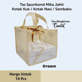 Tas Spunbond Mika Jahit Kotak Kue / Kotak Nasi / Sembako