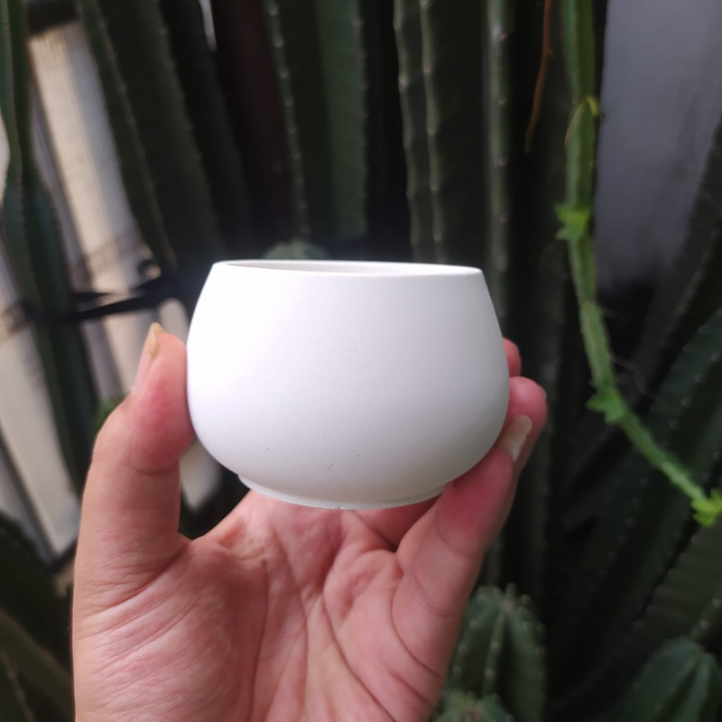 GEMOI WHITE Silica cement Pot สําหรับกระบองเพชรและพืชอวบน้ํา