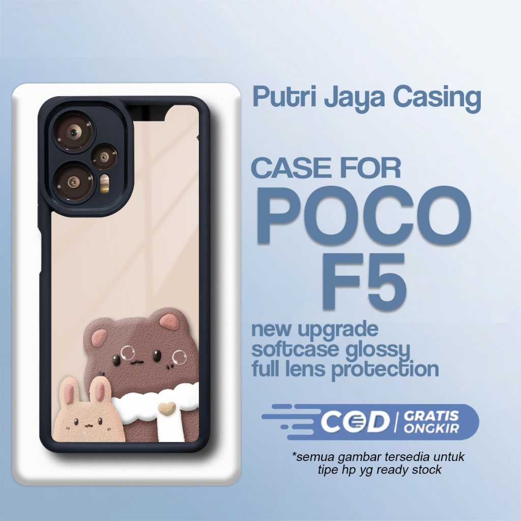 เคส P0C0 F5 ล่าสุด - P0C0 F5 - Bear Motif - Premium Glossy Softcase Hardcase Material - P0C0 Putri J