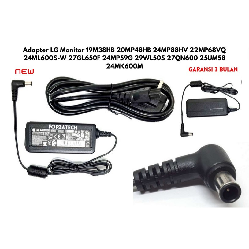 LG Monitor Charger Adapter 19M38HB 20MP48HB 24MP88HV 22MP68VQ 24ML600S-W 27GL650F 24MP59G 29WL50S 27