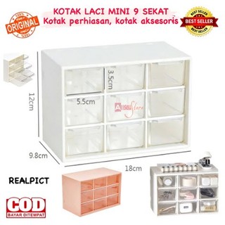 ( BISA COD ) PROMO KOTAK LACI PERHIASAN KOTAK AKSESORIS MINI 9 SEKAT / KOTAK PENYIMPANAN SERBAGUNA LACI MINI