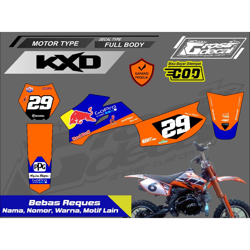 Decal Sticker Mini Trail Sticker KXD 50cc Full Body Free Reqeus