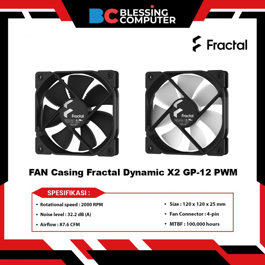 FAN Casing Fractal Dynamic X2 GP-12 PWM สีดํา