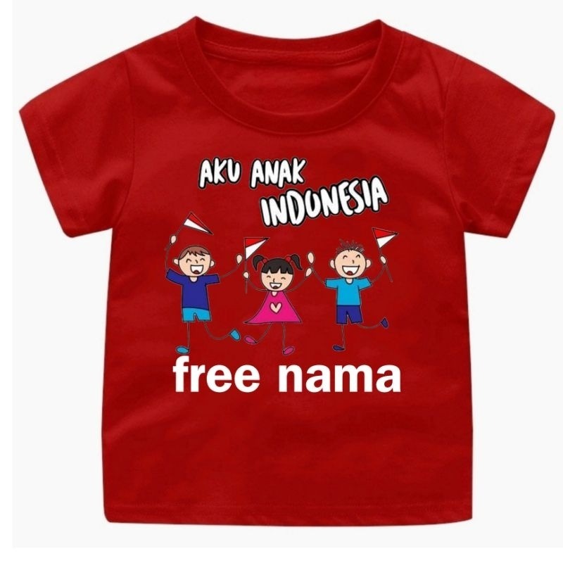 MERAH MYSTIQUE.ID - IM INDONESIAN CHILDRENS เสื้อยืด BRING สีแดงและสีขาว FLAG CAN CUSTOMIZE NAMES - 