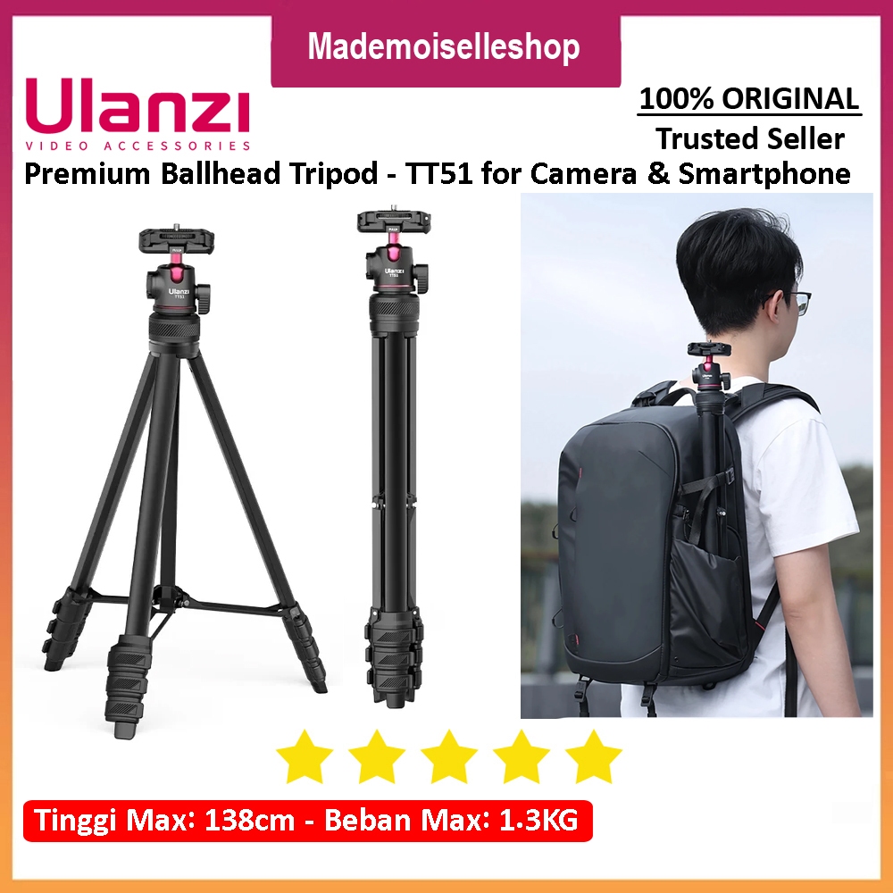 Ulanzi Compact Ballhead ขาตั้งกล้อง TT51 สําหรับสมาร์ทโฟนและกล้อง - ที่หนีบโทรศัพท์แบบปรับได้ - ภาพถ