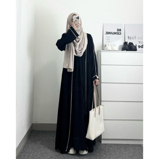 ซาอุดี อาหรับมุสลิม Abaya ลายสีขาว - วัสดุ Crinkle Airflow ร…