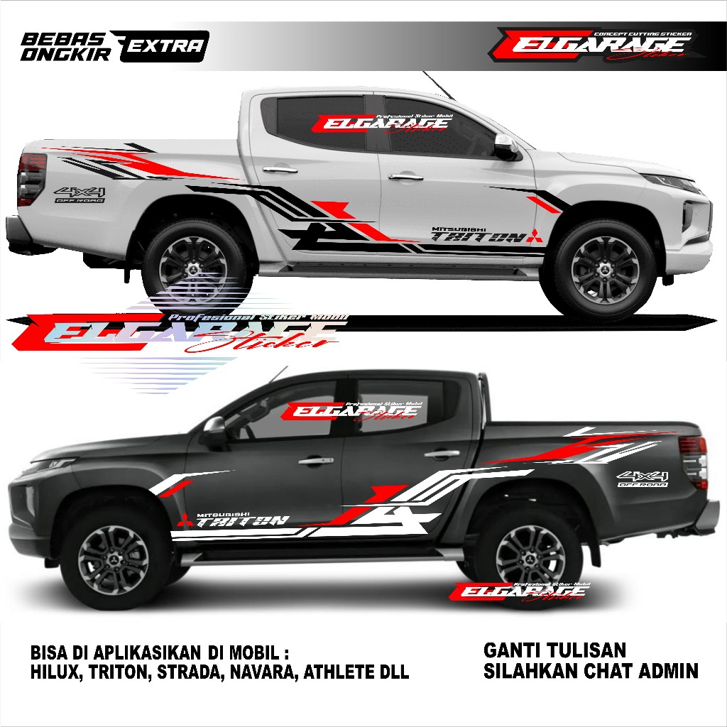 สติ๊กเกอร์ตัดตัวถังข้างรถยนต์ มิตซูบิชิ ไทรทัน ใหม่ รองรับ TRD Hilux Strada Navara Ranger ฯลฯ รุ่น 4x4
