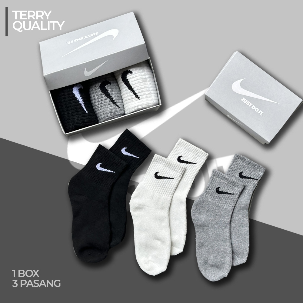 Nike SOCK/ NIKE TERRY 3PSG ถุงเท้า/NIKE SOCK ORIGINAL INDONESIA/ ถุงเท้า ANKE ORIGINAL TERRY QUALITY