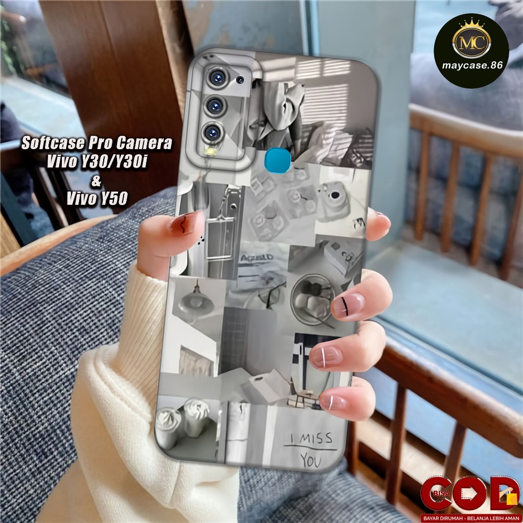 Softcase VIVO Y30/ Y30i/ Y50 4G 2020 ซิลิโคน Pro ปลอกกล้องยางสีดํายืดหยุ่นและหนา - ตัวป้องกันกล้อง H