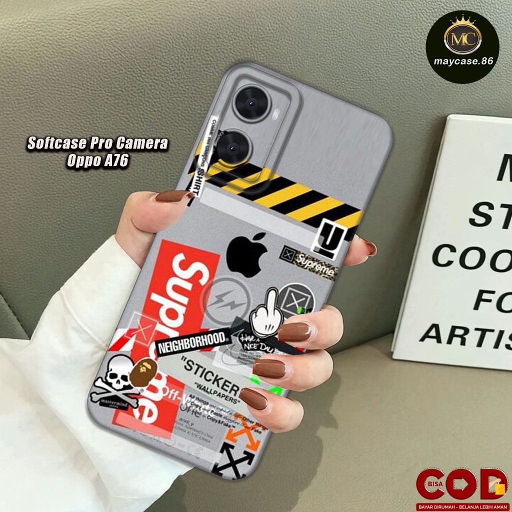 HP OPPO A76 4G 2022 Softcase Silicone Pro Camera Casing ยางสีดํา ยืดหยุ่นและหนา - ตัวป้องกันสําหรับก