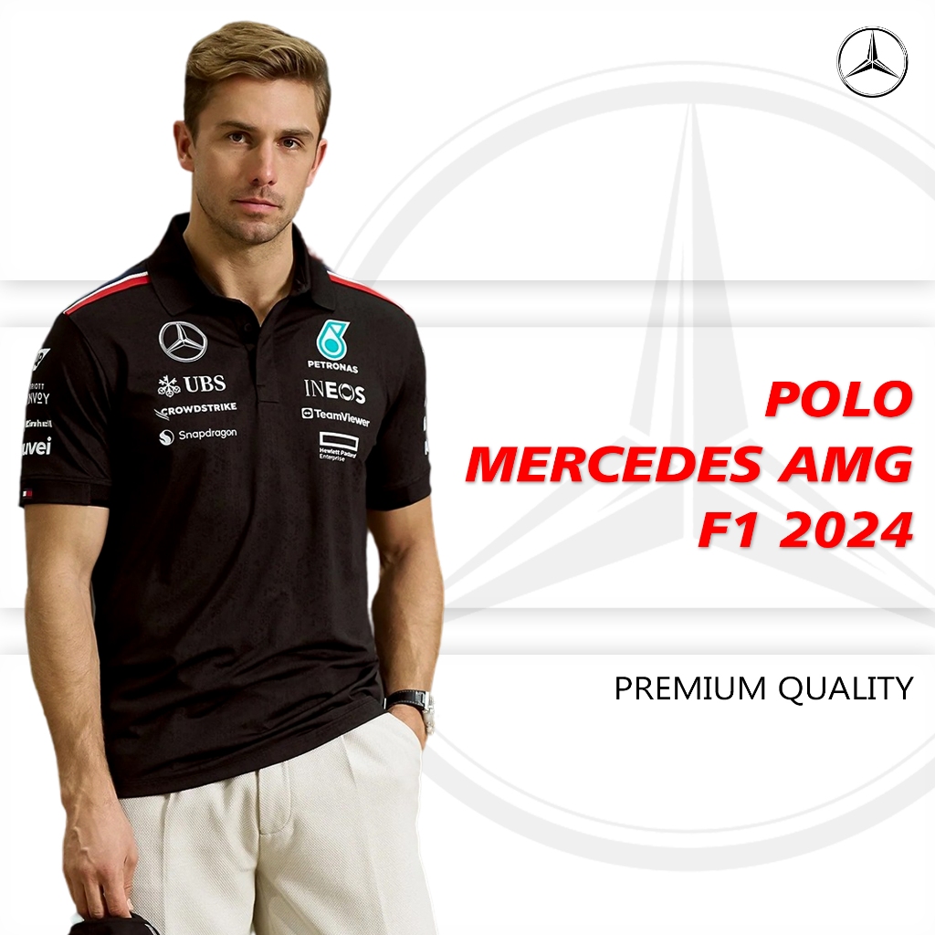 โปโล MERCEDES AMG F1 สีดํา 2024 พรีเมี่ยม