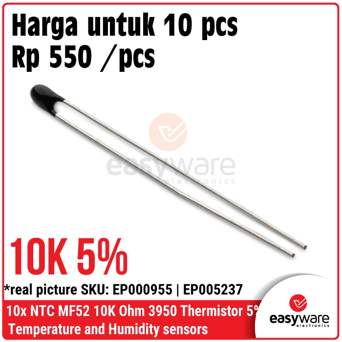 10x NTC 10K MF52 เทอร์มิสเตอร์ 5% 3950 NTC MF52-103