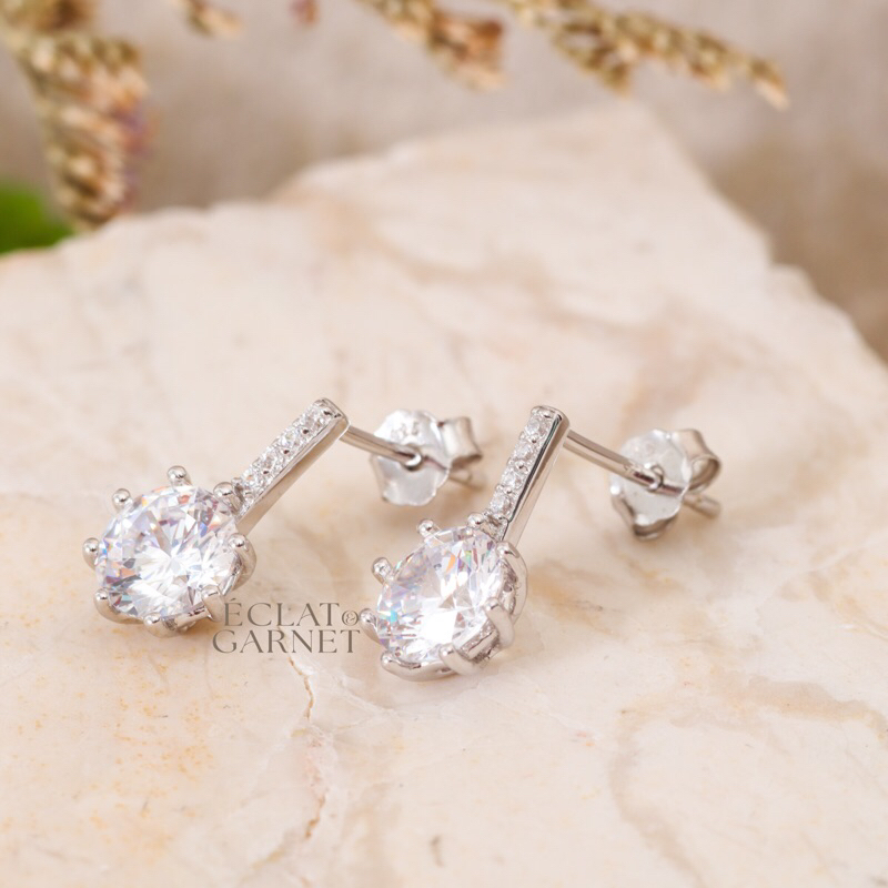 Eclat & Garnet - S925 SUNSHINE SOLITAIRE EARRINGS ORE Womens EARRINGS Accessories 925 Sterling Silve