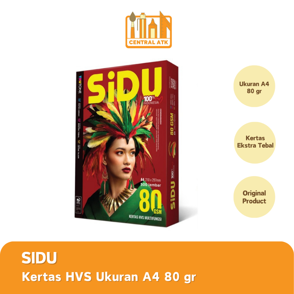 HVS / PRINT / PHOTOCOPY PAPER SIDU A4 80 GRAM (1 RIM)