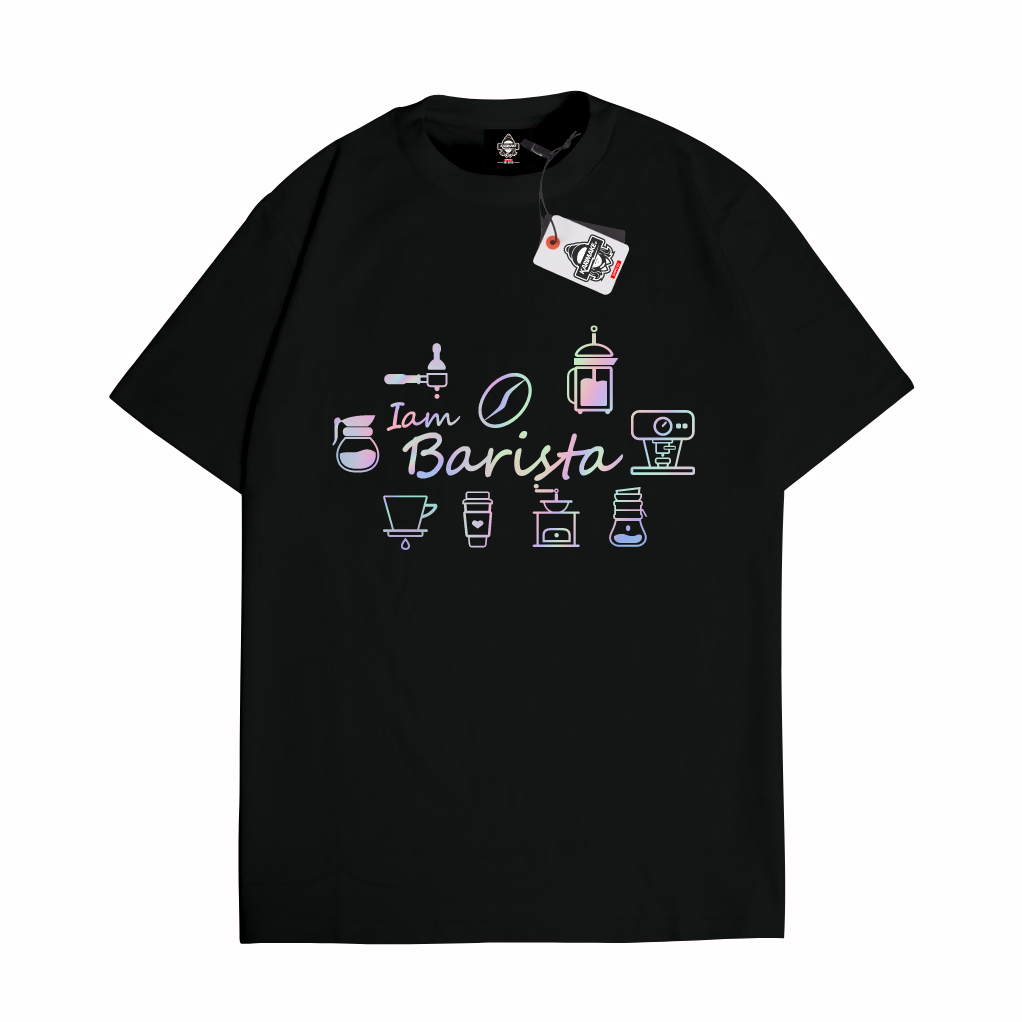 KRMK T-Shirt Unisex Distro Shirt Coffee I am BARISTA HOLOGRAM