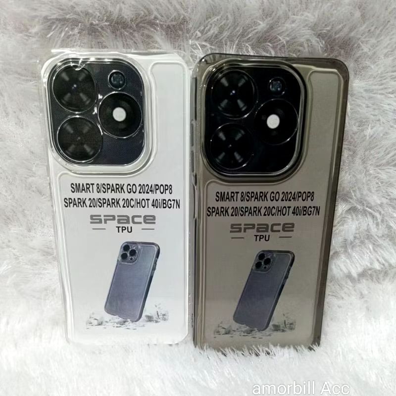 Softcase Space Tpu ซิลิโคน Infinix SMART 8/ H0T 40i/ SPACK GO 2024/ SPACK 20/ SPACK 20C กรณีใสสีดําโ