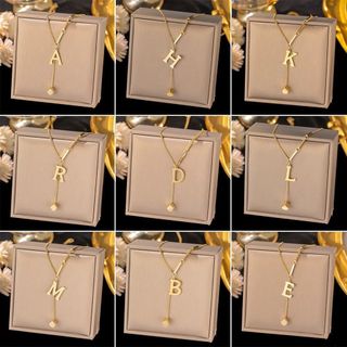 KL139 - Kalung ALFABET ABJAD Inisial NAMA Aesthetic kalung huruf best seller kalung cewek titaniuM A