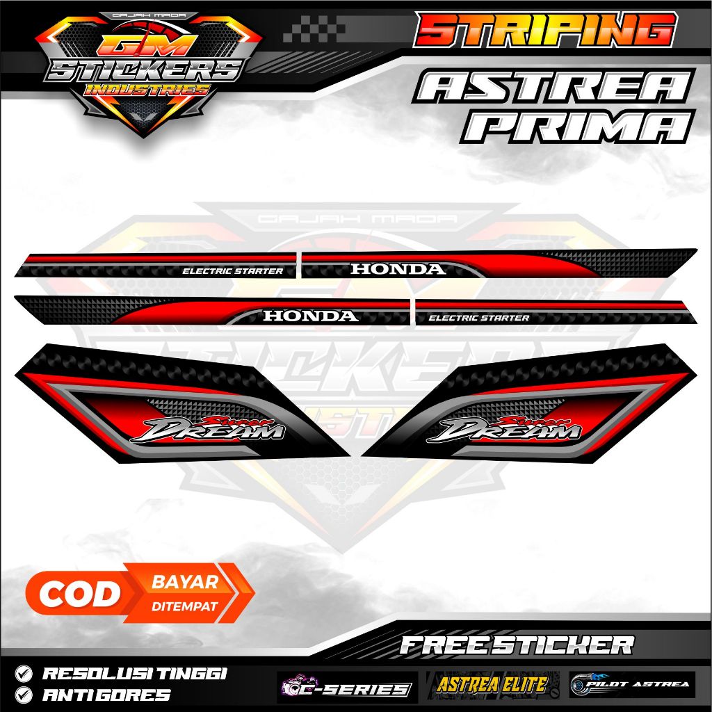 HONDA ASTREA PRIMA STAR SUPER DREAM THAILAND VIETNAM K15 สติ๊กเกอร์หลากหลายแถบ