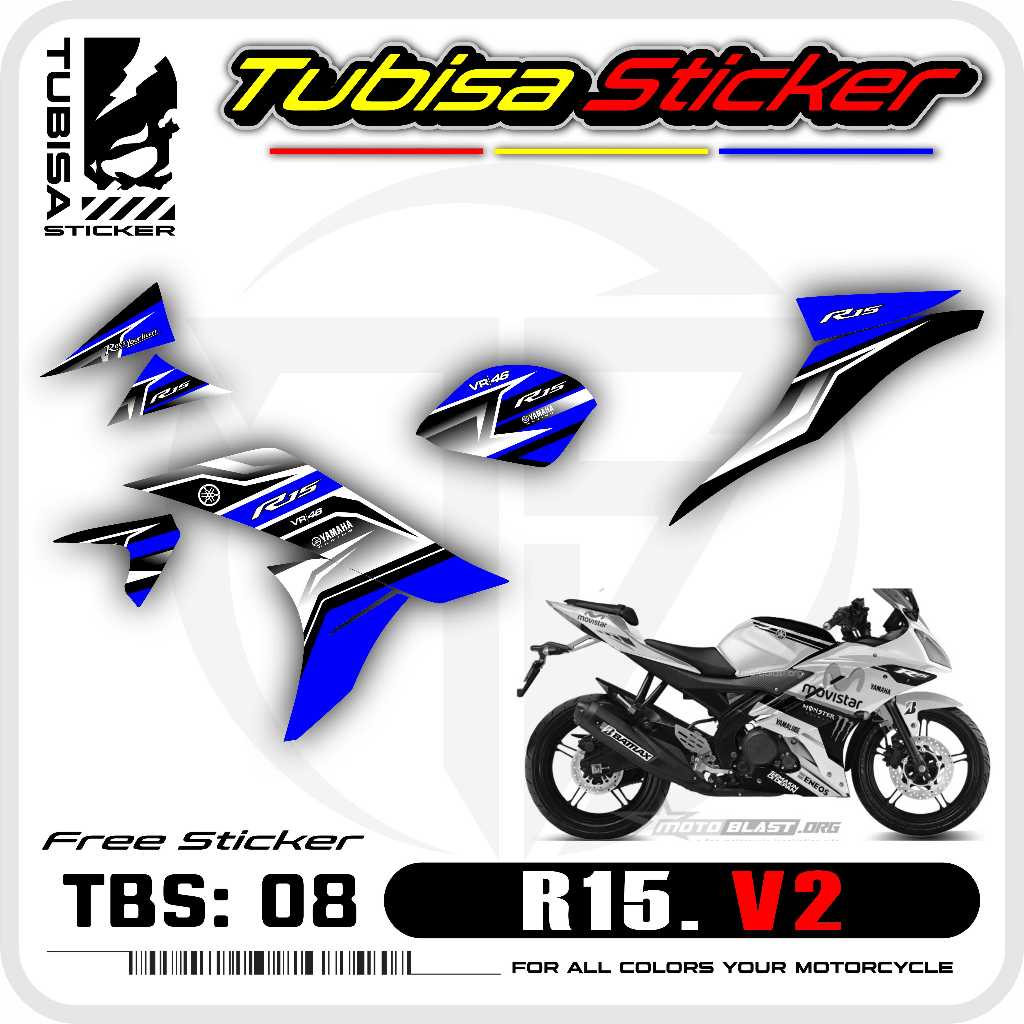 R15 V2 / Old Variation Striping Sticker - R15 V2 / สติ๊กเกอร์แถบวาจารถจักรยานยนต์เก่า TBS.08