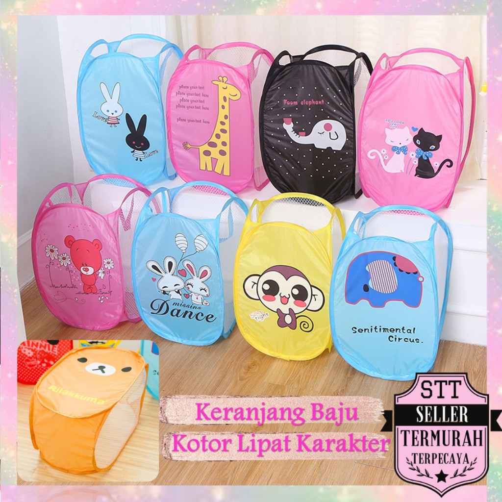 STT FOLDABLE DIRTY CLOTHES BASKET CHARACTER LAUNDRY BAG PORTABLE LAUNDRY BASKET CAN