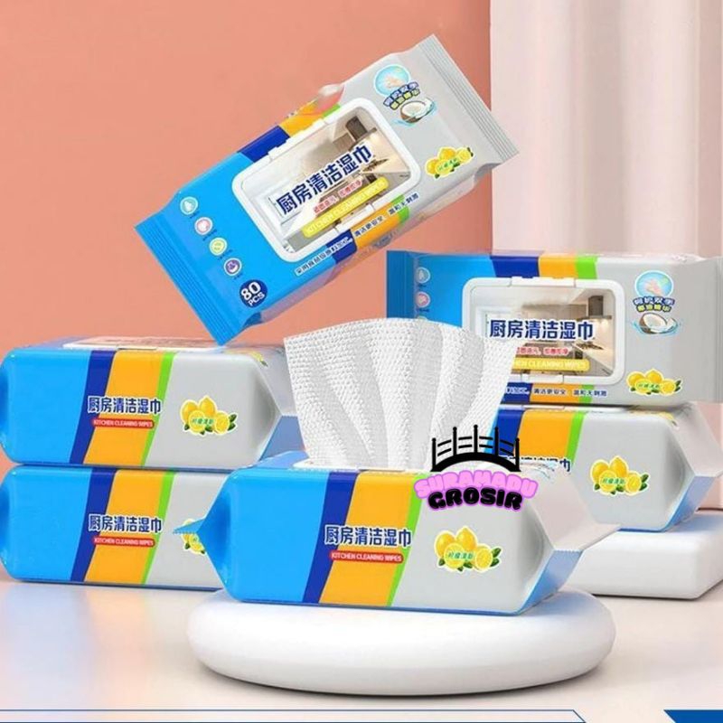 KITCHEN WET TISSUES 80PCS PRACTICAL KITCHEN OIL CLEANER KITCHEN WIPES
