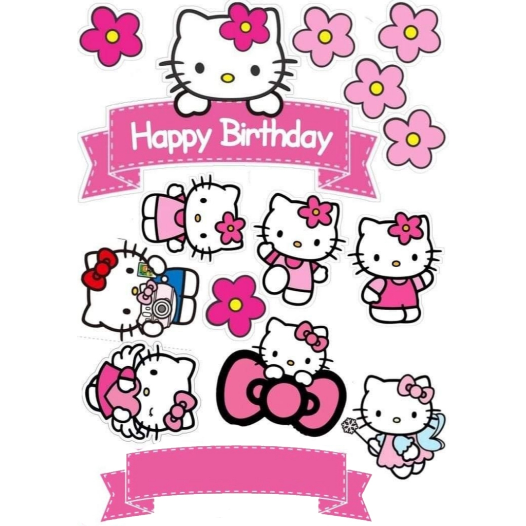ท็อปเปอร์ Hello Kitty / CUSTOM NAME / ตกแต่งเค้กวันเกิด