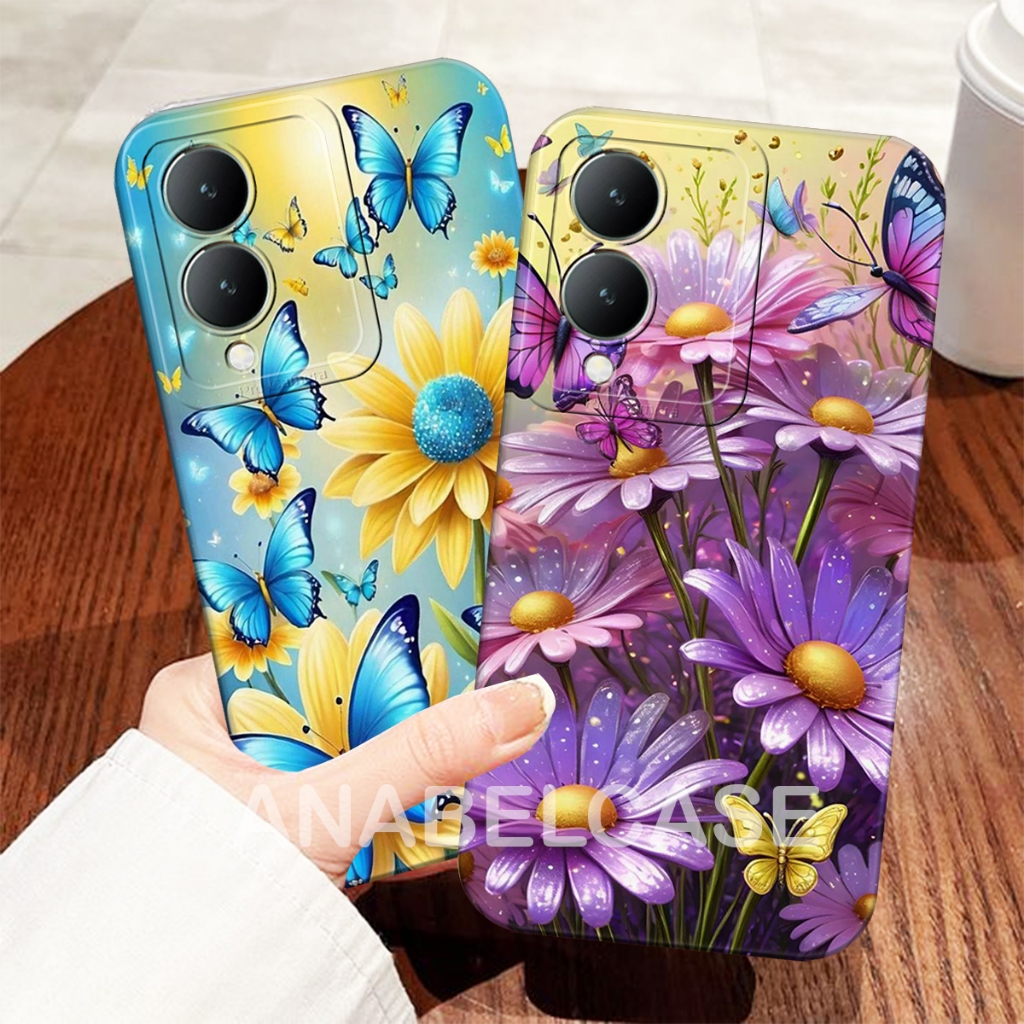 Softcase Vivo y17s y16 y19 y27s y27 4G y27 5G y36 4G y36 5G T1 5G y75 5G v15 pro Small Butterfly Flo