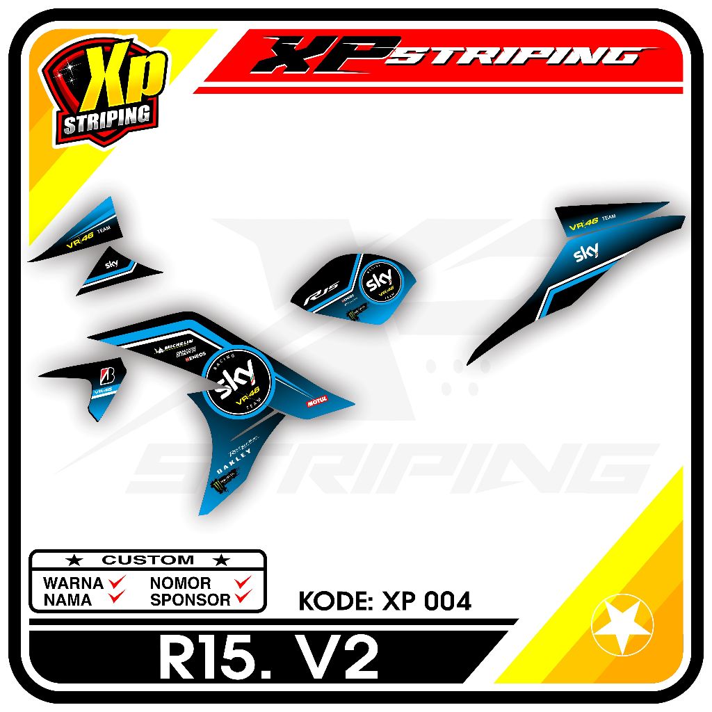 Striping Yamaha R15 V2 - สติ๊กเกอร์ Striping Yamaha R15 V2 Design Racing XP.04