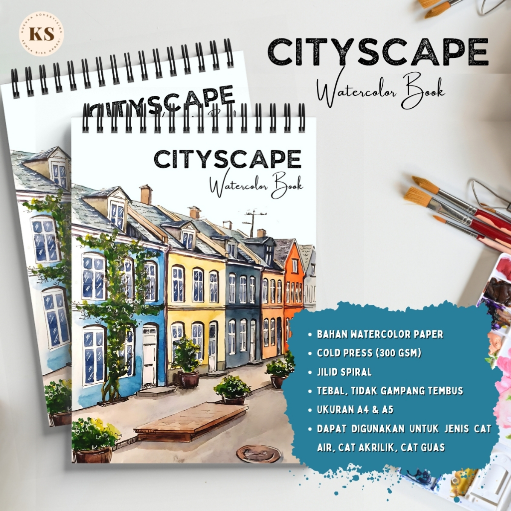WATERCOLOR BOOK CITYSCAPE COLD PRESS THEME 300GSM สมุดระบายสี Sketch BOOK สําหรับผู้ใหญ่และวัยรุ่นขนาด A4 A5