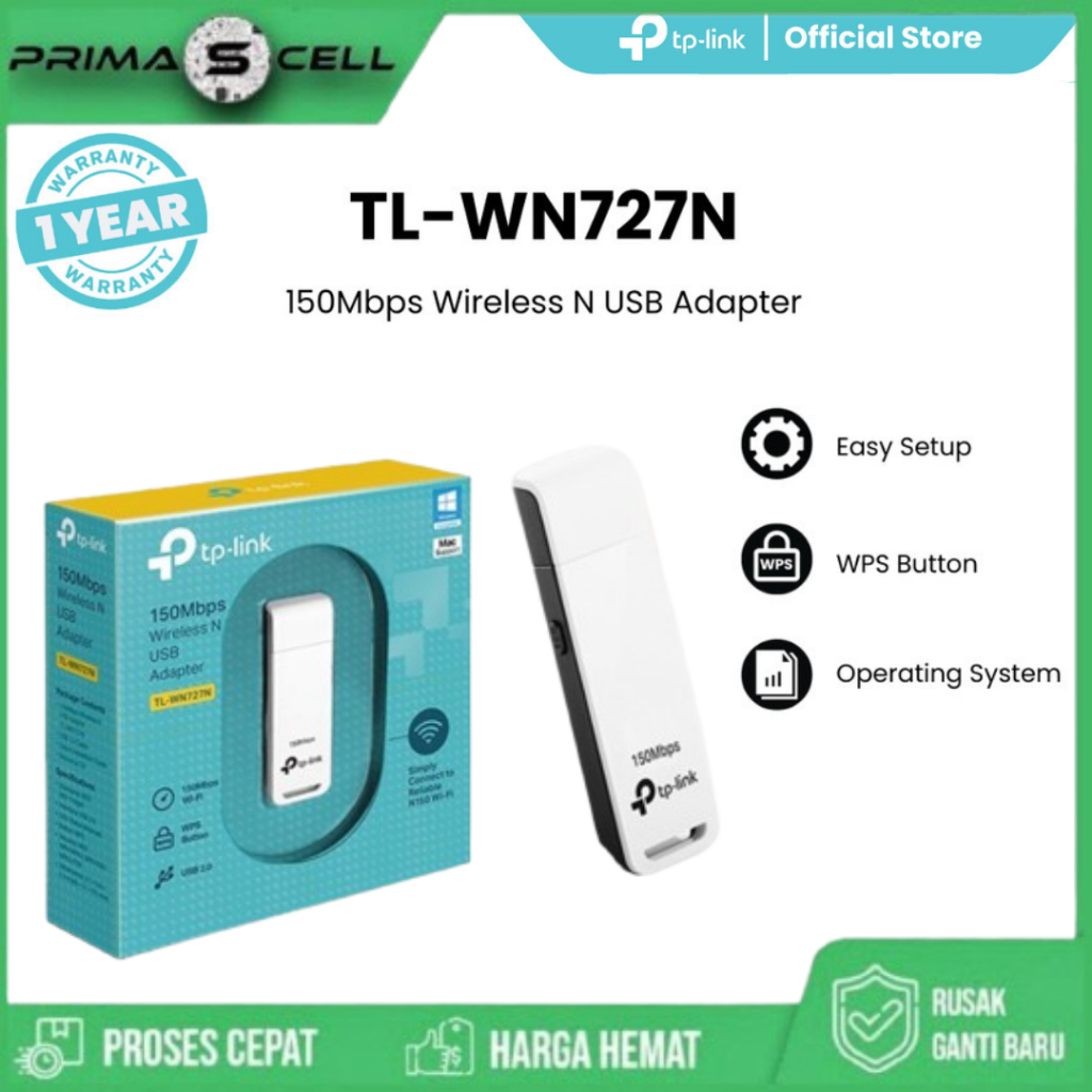 TP-LINK TL-WN727N 150Mbps Wireless N USB Adapter - สีขาว - TL-WN727N