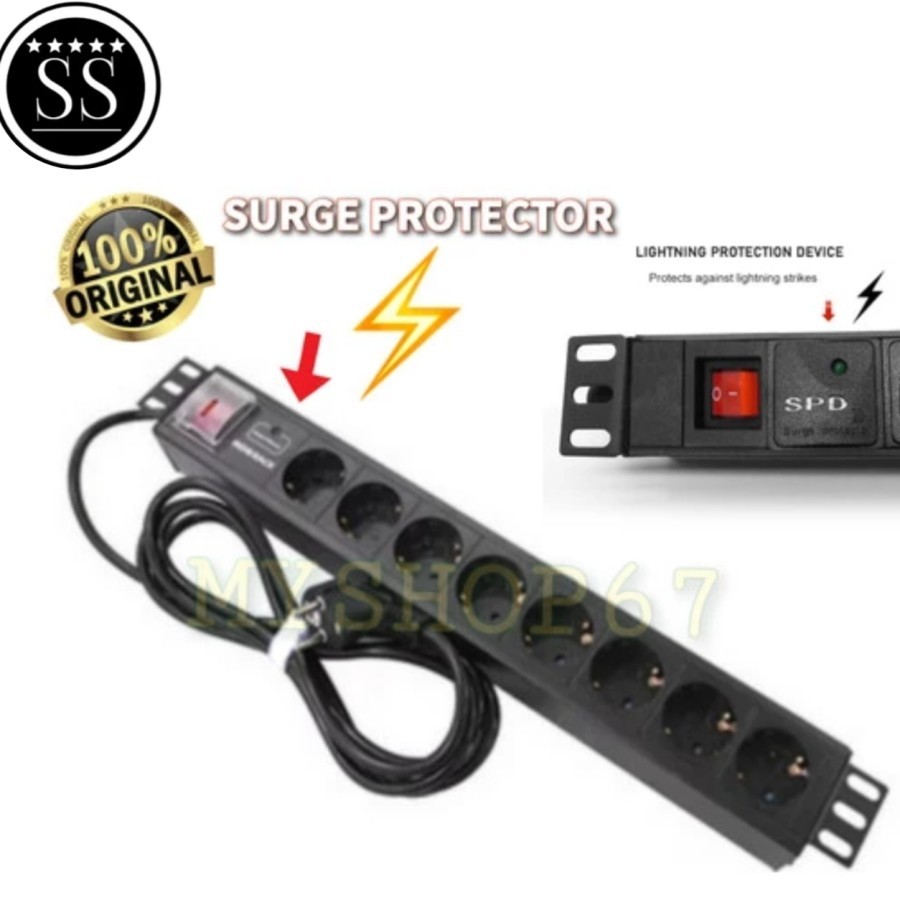 PDU Rack Server 8 หลุม อุปกรณ์ป้องกันฟ้าผ่า Anti Lightning