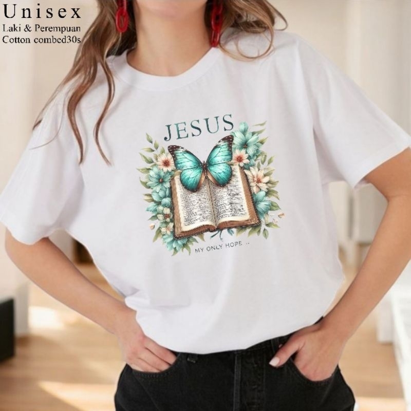 เสื้อยืด SPIRITUAL (ผู้ชายและผู้หญิง) PREMIUM CHRISTIAN KATHOLIK BUTTERFLY BIBBLE