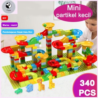 POPO 340pcs Mainan Anak Brick Building Balok Mini Susun Track Slide Ball Marble Race Run Maze Block Track Slide Ball Edukasi Anak
