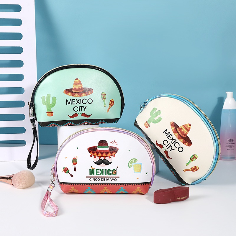 กระเป๋าแต่งหน้าผู้หญิง Mexican motif / กระเป๋าเครื่องสําอางน่ารัก / กระเป๋ากันน้ํา