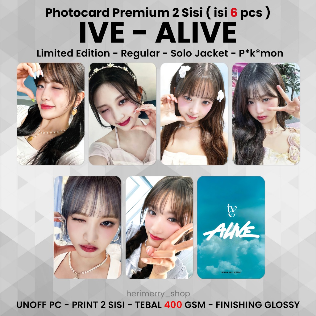 (CONTAINS 6 ชิ้น) IVE ALIVE Photocard - Premium PC 2 ด้าน Kpop Merch Unofficial Card