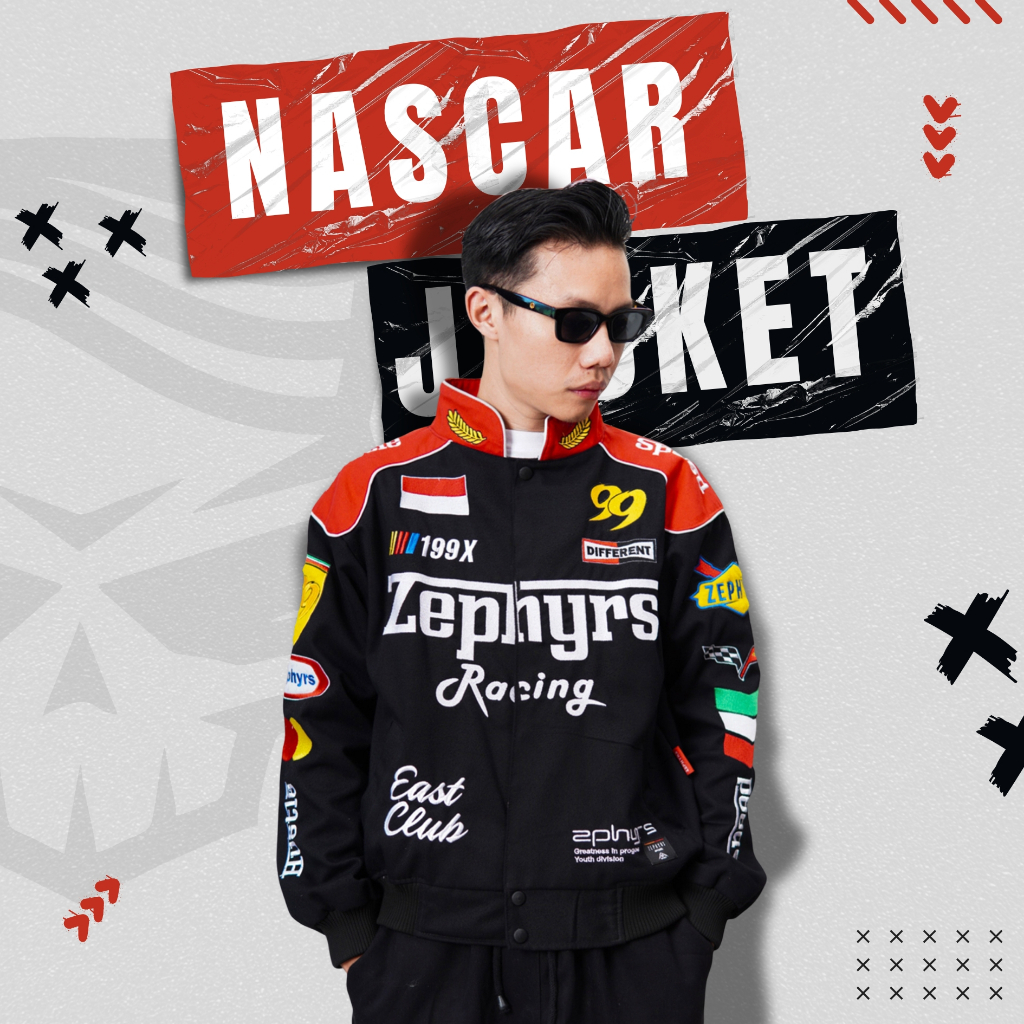 DXPRO Varsity Jacket Nascar Black Racer