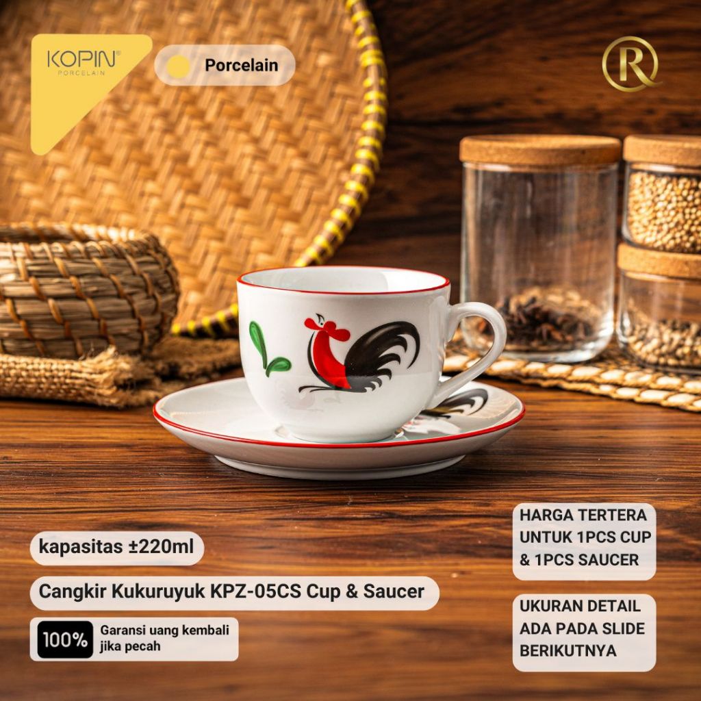 ROSTIA Kukuruyuk Kopin KPZ-05CS ถ้วยและจานรอง